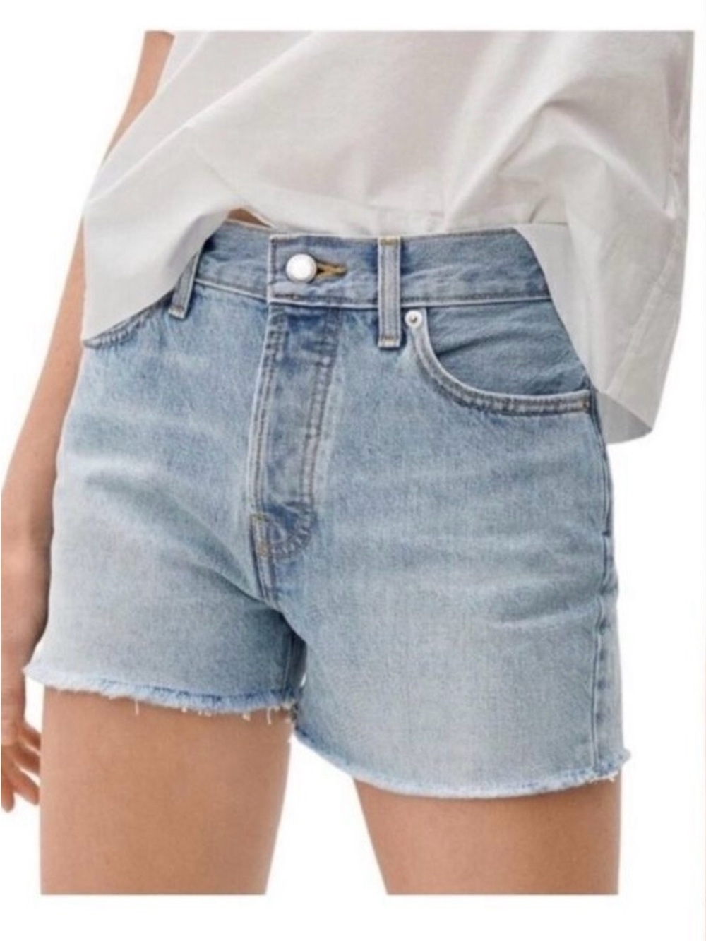๐๏ธSALE Everlane relaxed 90s high rise short button fly cutoff fray organic sz 29